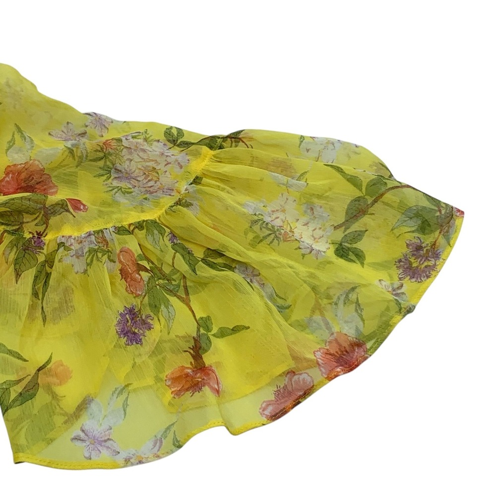 Lauren Ralph Lauren Blouse Women's Floral Wrap Georgette Side Tie Yellow Size‎ S - Picture 4 of 8